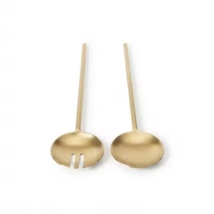 Ensemble de service à salade Glam Gold de qualité supérieure, fourchette et cuillère en métal poli miroir, passe au lave-vaisselle, couverts minimalistes - Product Image 1