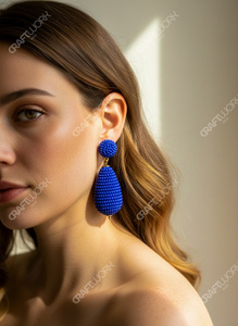 Handmade Blue <b>Beaded</b> Drop Earrings for Women Statement Dangle Earrings Elegant Party Wear Trendy Jewelry Gift - Product Image 4