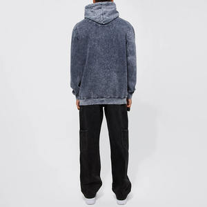 Vente en gros de sweats à capuche pour hommes de haute qualité en gris délavé à l'acide |   Pull-over personnalisé avec logo, effet délavé minéral |   Sweat à capuche en molleton épais français - Product Image 4