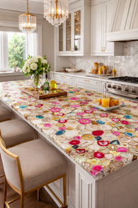 Encimera de Ágata de Piedra Semipreciosa de Lujo, Encimera de Cristal Natural para Isla de Cocina, Encimera de Piedra Preciosa de Color Personalizado - Product Image 2