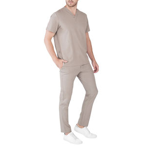 Conjunto de Uniforme Médico Unisex Ecológico y Cómodo, Top Clásico con Cuello en V, Pantalones Amplios, Tejido de Punto, para Largas Jornadas en el Hospital - Product Image 3