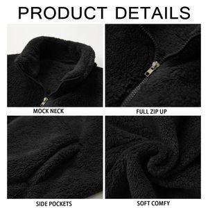 Custom Mens <b>Sherpa</b> <b>Fleece</b> Hooded Windproof Jacket Soft Teddy Outerwear Warm Winter Casual Coat with Front Clothing Brands - Product Image 4