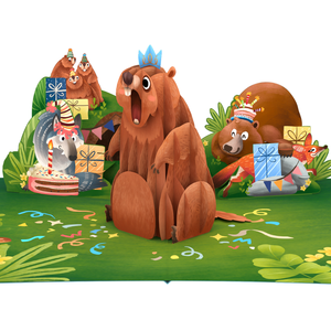 Carte de vœux 3D pop-up en gros, thème marmotte, OEM/ODM, carte de vœux 3D de luxe, carte pop-up animale spéciale pour cadeau d'anniversaire - Product Image 4