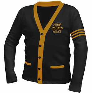 เสื้อคาร์ดิแกนปักลายแบบกำหนดเองสีน้ำตาลและสีทองโบราณสำหรับโรงเรียน  แบบสวมใส่ได้ทั้งชายและหญิง, เสื้อสเวตเตอร์แบบ Varsity, เสื้อผ้าสไตล์กรีก, เสื้อผ้าสไตล์วิทยาลัย, ทรงพอดีตัวสำหรับทุกเพศ - Product Image 3