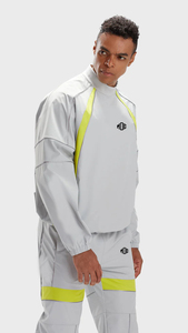 Ensemble de jogging sportif gris et jaune fluo pour homme – Pantalon de survêtement respirant à taille élastique et poids moyen - Product Image 3