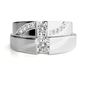 925 Sterling Silver Cubic Zirconia Christian <b>Wedding</b> <b>Couple</b> <b>Rings</b> - Product Image 3