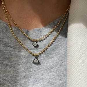 สร้อยคอจี้เพชร ดีไซน์เรียบหรู โซ่แบบลูกปัด ทองคำแท้ 14k ทรงกลมเจียระไนแบบ Bezel เพชรเพาะเลี้ยง เหมาะสำหรับใส่ทุกวัน สร้อยคอแบบเลเยอร์ เครื่องประดับคุณภาพสูง ของขวัญ - Product Image 5