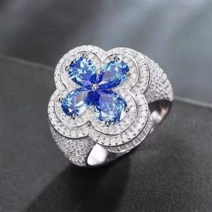 Anillo de Trébol de Cuatro Hojas de Estilo Nuevo Personalizado, Plata S925 con Moissanita Original, Anillos de Diamantes de Colores Fantasía para Hombres y Mujeres - Product Image 6