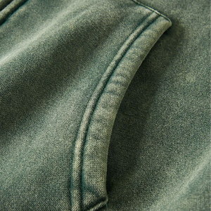 Sweat-shirt à capuche oversize pour homme, vert uni, en coton French Terry, zippé, style streetwear décontracté, avec poche frontale et logo, idéal pour l'automne - Product Image 5