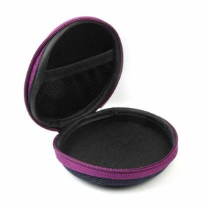 Étui portable à fermeture éclair pour écouteurs noir avec bordure violette, sac de rangement pour casque, étui en EVA - Product Image 2