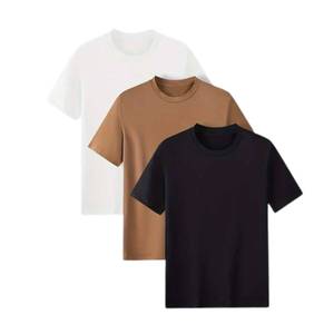 T-shirts pour hommes en coton blanc, fabrication directe, t-shirts en coton basiques, t-shirts à col en coton pour hommes, vêtements classiques, marque privée - Product Image 1