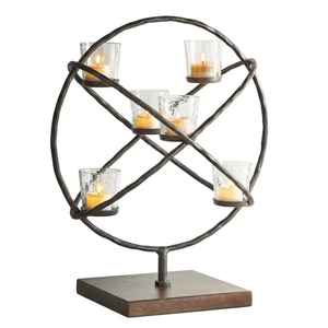 Porte-bougie moderne en métal pour plusieurs bougies chauffe-plat, centre de table décoratif rond, décoration d'intérieur, support à bougies - Product Image 1