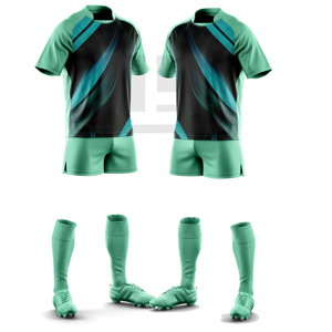 ชุดกีฬารักบี้แบบกำหนดเอง เสื้อเจอร์ซีย์ กางเกงขาสั้น ชุดกันความชื้น แห้งเร็ว ป้องกันแบคทีเรีย กันลม เป็นมิตรกับสิ่งแวดล้อม ชุดยูนิฟอร์มกีฬา - Product Image 1