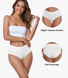 Braguitas de Algodón Elástico con Lazo Floral de Cintura Alta para Mujer, Ropa Interior Cómoda de Cobertura Total, Suave, Transpirable y Ecológica - Product Image 2