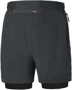 Mid Waist Two-Piece <b>Men's</b> Sports Pants Elastic Breathable Quick Dry Fitness <b>Shorts</b> Casual Marathon Knitted Worsted Sporty - Product Image 2