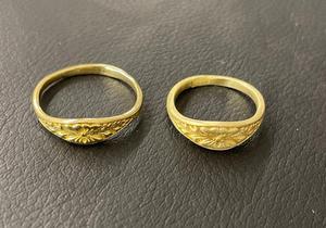 Gold Plated Brass Flower Pattern <b>Plain</b> Band <b>Ring</b> Classic Unisex Wedding Jewelry - Product Image 1
