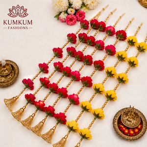 Guirlande de perles de fleurs artificielles indiennes faites à la main, très vendue, pour mariage, fête, Haldi, Mehndi, décoration murale, remise de diplôme, décoration intérieure - Product Image 3