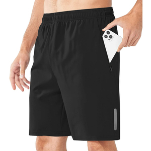Shorts de sport décontractés personnalisés pour hommes en toile, à compression, pour l'entraînement, la course et le basketball, avec braguette zippée, imprimé central, respirant et à séchage rapide - Product Image 3