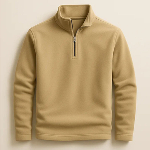 Sudadera Casual de Verano para Hombre con Cuello Alto y Media Cremallera, Oversize, Lisa, 100% Algodón Felpa, Tejido de Punto, Estilo Urbano - Product Image 6