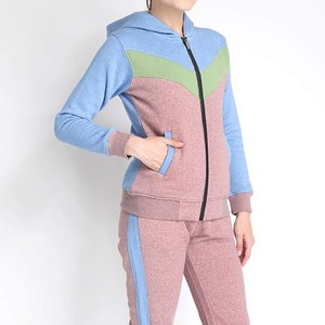 Women Color Blocking Hooded <b>Tracksuit</b> Full Sleeve Zipper Casual Pants Set Autumn Breathable Polyester Cotton Material - Product Image 4