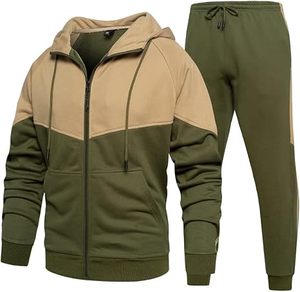 Ensemble de survêtement 2 pièces pour homme avec logo personnalisé OEM, sweat à capuche zippé et pantalon de jogging en polaire polyester/coton pour l'hiver - Product Image 1
