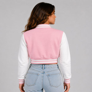 Veste Courte Personnalisée Femme OEM Marque Privée Mélange de Laine Blouson Baseball Faible MOQ Vente Directe Usine - Product Image 2