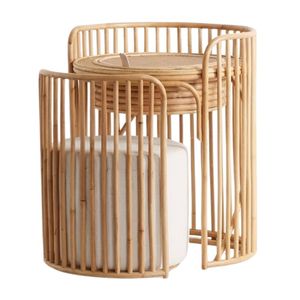 Juego de tocador y taburete redondos de ratán para niños, tejidos, precio de fábrica, baratos, de alta calidad, gran oferta, muebles infantiles para habitación de guardería - Product Image 1