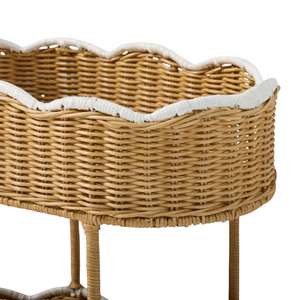 Vietnam Factory Wholesale Rattan <b>Storage</b> <b>Basket</b>, Eco-Friendly Rattan Tiered Diaper Caddy, Tiered Stacked Organizer Scalloped - Product Image 4