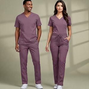 Ensemble de blouses médicales haut de gamme pour hommes et femmes, haut à col en V et pantalon cargo, coupe moderne, haut de blouse avec poches, pantalon à taille élastique - Product Image 3