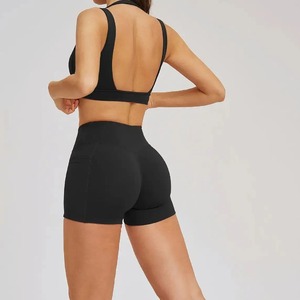 ชุดเซ็ต2ชิ้นสำหรับผู้หญิงชุดโยคะแบบกระชับด้านหลังกางเกงเลกกิ้งกีฬาสปอร์ตบราสำหรับวิ่งชุดออกกำลังกายแบบดันทรง - Product Image 6