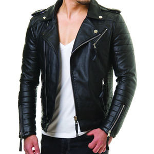 Premium Design Men's Leather <b>Jacket</b> Customized <b>Black</b> Canvas Stand Collar Eco-Friendly Breathable Rider Bomber <b>Jacket</b> - Product Image 4