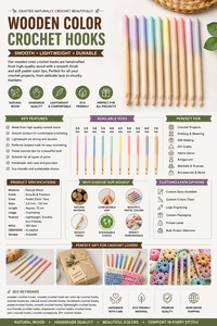 Crochet en bois artisanal avec manche coloré, outil de tricot pour le crochet, le fil et les accessoires de bricolage - Product Image 6