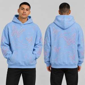 Sweats à capuche décoratifs en strass, designs streetwear tendance, collections de vente au détail, assortiments de boutiques, demandes d'échantillons de marques privées - Product Image 3