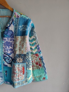 Quilted <b>Patchwork</b> <b>Jacket</b> Women's Mandarin Collar Full Sleeve Cotton Spring Style Regular Length Printed Design gift for her - Product Image 3