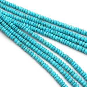 Cuentas facetadas de turquesa natural de Arizona, forma rondel, 4-6 mm, Sleeping Beauty, hilo suelto para fabricación de joyas, suministros a granel - Product Image 2