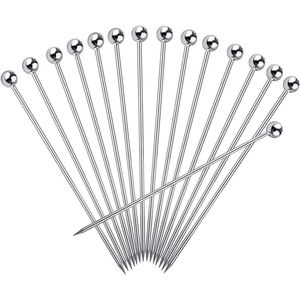 15pcs Reusable Stainless Steel Cocktail Picks Cocktail Stirrer <b>Toothpicks</b> for Drinks Garnish Bloody Mary Skewers - Product Image 1
