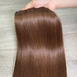 Precio de fábrica 100% Virgen cruda vietnamita Trama humana encaje peluca hueso cinta recta Color marrón Super doble extensiones de cabello dibujado - Product Image 3