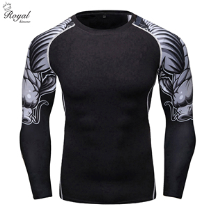 เสื้อรัดกล้ามเนื้อสำหรับยิวยิตสู MMA บราซิลเลียนยิวยิตสู ชกมวย แบบขายส่ง OEM รุ่นใหม่ล่าสุด สีดำหลากสี แขนยาว ระบายอากาศได้ดี - Product Image 5