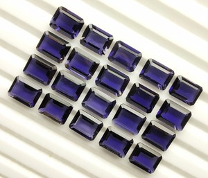Lote al por mayor de gemas sueltas de iolita natural de primera calidad, 7x5mm, talla octogonal facetada, iolita azul violeta calibrada con corte esmeralda AAA - Product Image 6