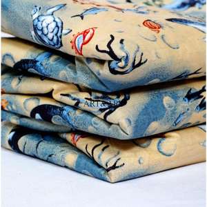 Tela 100% algodón natural multicolor con estampado a mano no tejida para prendas como vaqueros, cortinas, bolsos, chalecos y fundas para niños. - Product Image 2