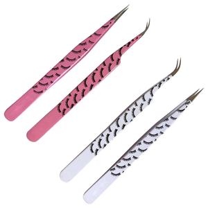 KIMBEL Stainless Steel Eyelash Tweezers Set-Straight & Curved Tips Durable Precision Design for Eyelash Extensions - Product Image 1