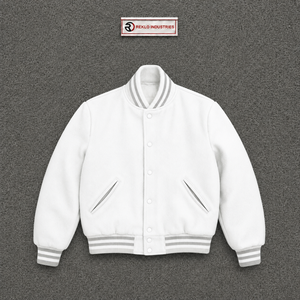 CASUAL STREETWEAR CLOTHING <b>WHITE</b> VARSITY <b>JACKET</b> MOCKUP FRONT VIEW FOR SUBLIMATION DESIGN Regular Fit Autumn Streetwear Front Vie - Product Image 5