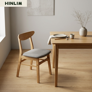 Chaise de salle à manger en bois avec siège rembourré, dossier incurvé, pieds en bois massif, chaise d'appoint moderne pour restaurant, maison, hôtel - Product Image 4