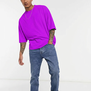 T-shirt décontracté 100 % coton à épaules tombantes, manches 3/4, coupe oversize, col rond, 300 g pour homme - Product Image 4