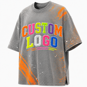 Camiseta Extra Grande con Logotipo Personalizado para Hombre, Manga Corta, Bordado Frontal con Letras, Estilo Urbano, Cuello Redondo, Jersey de Algodón - Product Image 4