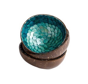 Commercial Grade Mother of Pearl Coconut Bowl Blue Scale <b>Mosaic</b> Design Artisanal Serving Dish for Modern Lifestyle Home - Product Image 1