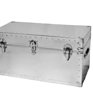 Ensemble de 2 coffres de rangement en acier galvanisé de style industriel de haute qualité, robustes et empilables - Product Image 3