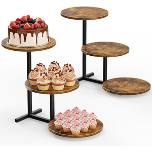 Expositor de esquina de madera de 3 niveles para ferias de artesanía, estante de mesa, expositor de cupcakes y postres de madera y metal en oferta - Product Image 5