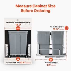 Contenitore per rifiuti da cucina a doppio scomparto da 35 QT X2 (30L) con sistema estraibile intelligente, per impieghi gravosi, con kit per porta e sistema Soft Close - Product Image 4