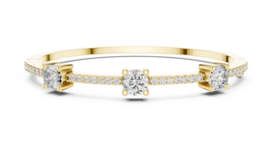 Bracelet ouvert en or jaune avec trois diamants, bracelet de luxe pour femmes, bracelet élégant, cadeau de mariage ou d'anniversaire, bijoux - Product Image 4